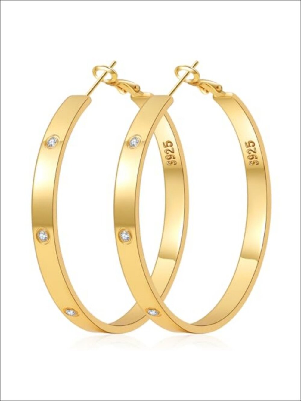 925 Sterling Silver Post Hoop Earrings Hypoallergenic Lightweight
